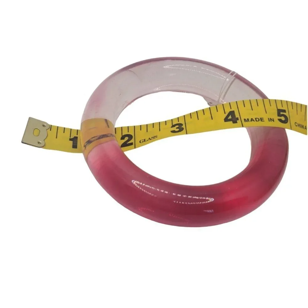 Solid Thick Bangle Bracelet, Clear / Cloudy Pink